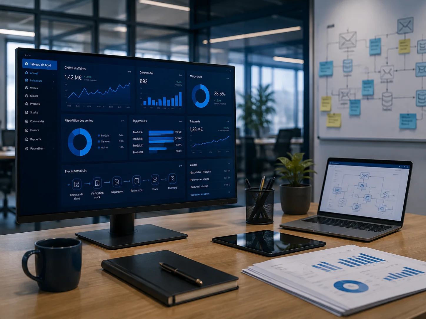 Outils numériques, flux automatisés et tableau de bord